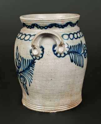 Monumental B. C. MILBURN / ALEXA. Handled Stoneware Jar w/ Elaborate Slip-Trailed Decoration