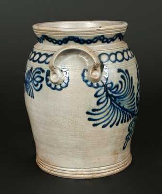 Monumental B. C. MILBURN / ALEXA. Handled Stoneware Jar w/ Elaborate Slip-Trailed Decoration