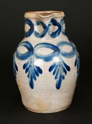 Exceptional H. C. SMITH / ALEXA. / DC Stoneware Pitcher w/ Impressive Brushed Cobalt Decoration