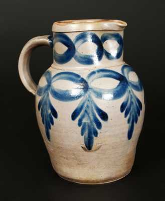 Exceptional H. C. SMITH / ALEXA. / DC Stoneware Pitcher w/ Impressive Brushed Cobalt Decoration