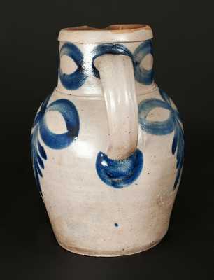 Exceptional H. C. SMITH / ALEXA. / DC Stoneware Pitcher w/ Impressive Brushed Cobalt Decoration