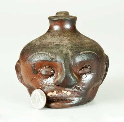 Rare Glazed Southern Stoneware Face Jug