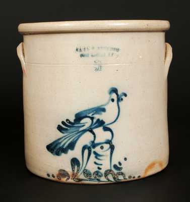 J. A. & C. W. UNDERWOOD / FORT EDWARD, NY Stoneware Crock with Bird-on-Stump Decoration