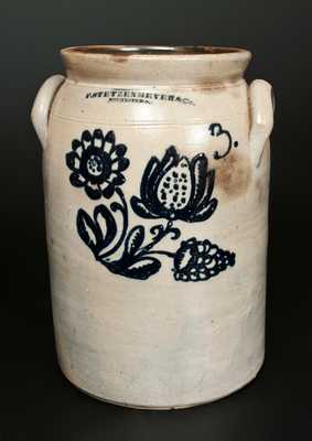 F. STETZENMEYER & CO. / ROCHESTER, NY Crock w/ Elaborate Triple Floral Decoration