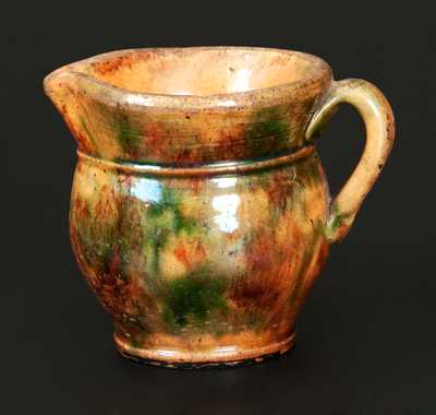 Very Rare Miniature Shenandoah Valley Redware Cream Pitcher, Strasburg, VA