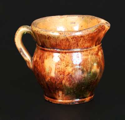 Very Rare Miniature Shenandoah Valley Redware Cream Pitcher, Strasburg, VA