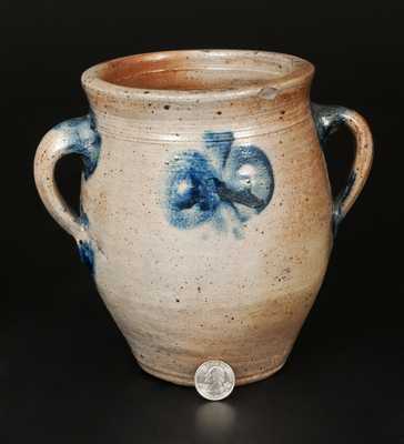 Rare Vertical-Handled Stoneware Jar attrib. Capt. James Morgan, Cheesequake, NJ, 18th century