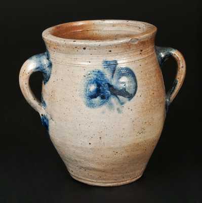 Rare Vertical-Handled Stoneware Jar attrib. Capt. James Morgan, Cheesequake, NJ, 18th century