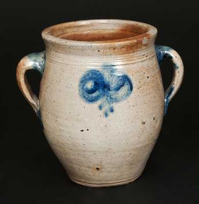 Rare Vertical-Handled Stoneware Jar attrib. Capt. James Morgan, Cheesequake, NJ, 18th century