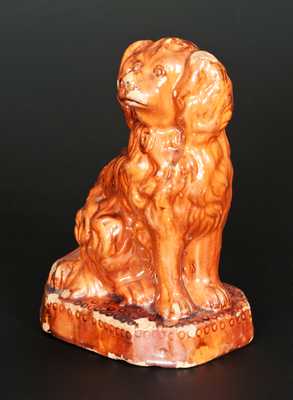 Glazed Redware Spaniel Doorstop, Pennsylvania origin, second half 19th century.