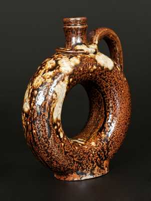 Important Alkaline-Glazed Stoneware Ring Jug Impressed J. S. NASH, Marion County, Texas c1860