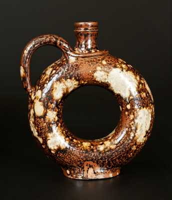 Important Alkaline-Glazed Stoneware Ring Jug Impressed J. S. NASH, Marion County, Texas c1860