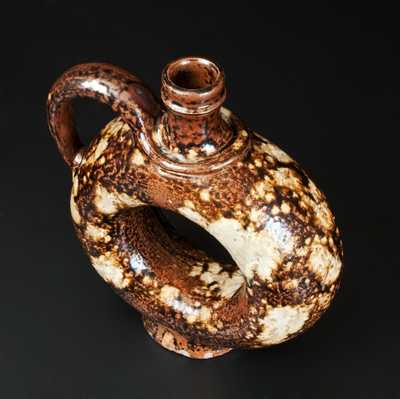 Important Alkaline-Glazed Stoneware Ring Jug Impressed J. S. NASH, Marion County, Texas c1860