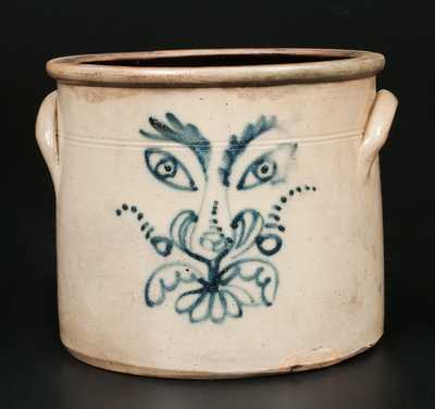 Rare Stoneware Cake Crock att. W. A. MACQUOID (New York City) Stoneware Crock w/ Stylized Face