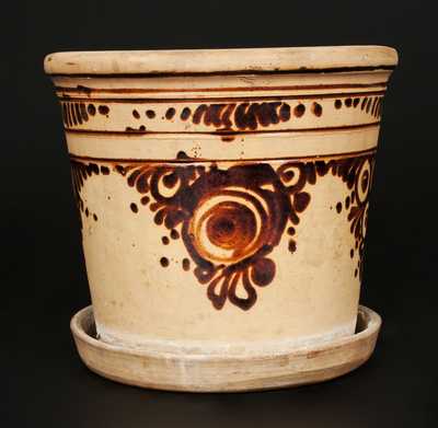 New York Tanware Flowerpot with Elaborate Decoration