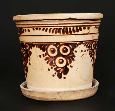 New York Tanware Flowerpot with Elaborate Decoration