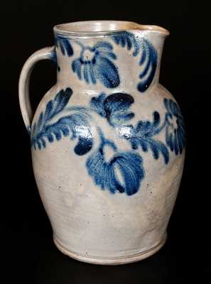 Stoneware Pitcher with Elaborate Bold Floral Decoration, Baltimore, circa 1840