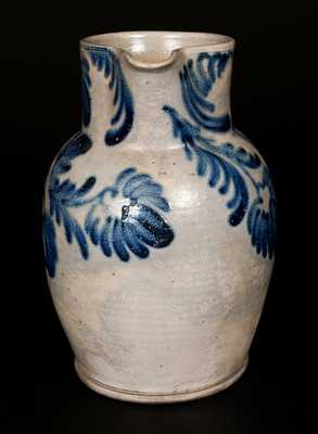 Stoneware Pitcher with Elaborate Bold Floral Decoration, Baltimore, circa 1840