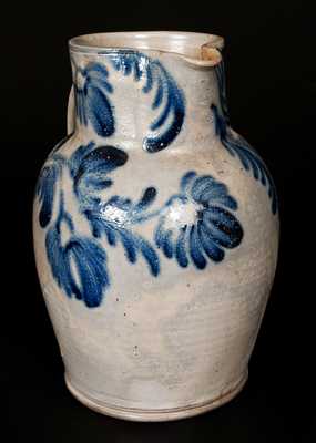 Stoneware Pitcher with Elaborate Bold Floral Decoration, Baltimore, circa 1840