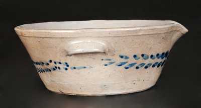 Very Unusual Stoneware Milkpan with Slip-trailed Hearts Motif, Baltimore, circa 1820
