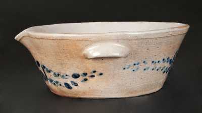 Very Unusual Stoneware Milkpan with Slip-trailed Hearts Motif, Baltimore, circa 1820