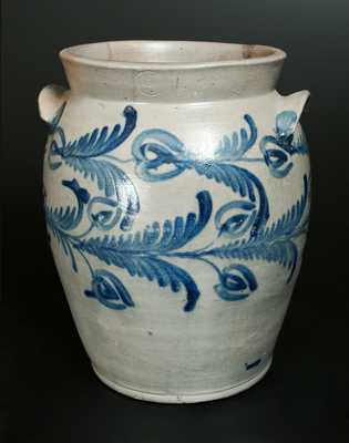 4 Gal. Stoneware Crock with Elaborate Floral Decoration, Baltimore, circa 1825