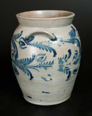 4 Gal. Stoneware Crock with Elaborate Floral Decoration, Baltimore, circa 1825