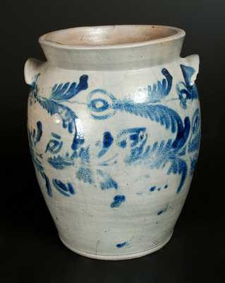 4 Gal. Stoneware Crock with Elaborate Floral Decoration, Baltimore, circa 1825
