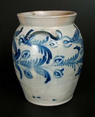 4 Gal. Stoneware Crock with Elaborate Floral Decoration, Baltimore, circa 1825