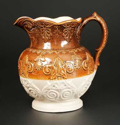 Rare David & John Henderson, Jersey City, NJ, Molded Stoneware Pitcher