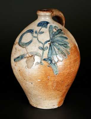 Extremely Rare and Important Ovoid Stoneware Jug with Elaborate Incised Decoration, Manhattan, early 19th century