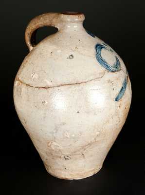 Extremely Rare and Important Ovoid Stoneware Jug with Elaborate Incised Decoration, Manhattan, early 19th century