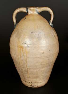 Monumental Stoneware Double-Handled Jug Cooler with Elaborate Incised Floral Decoration, New York, c1820