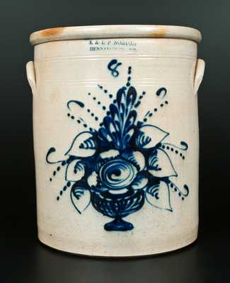 Possibly Unique E. & L. P. NORTON / BENNINGTON, VT 8 Gal. Stoneware Crock with Bright Floral Compote Decoration