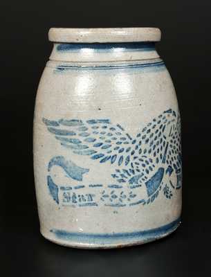 Fine STAR POTTERY Western PA Stoneware Canning Jar with Stenciled Eagle Decoration