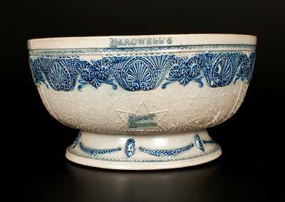 Rare Large Stoneware Molded Punchbowl Advertising BARDWELL S ROOT BEER, Whites Utica