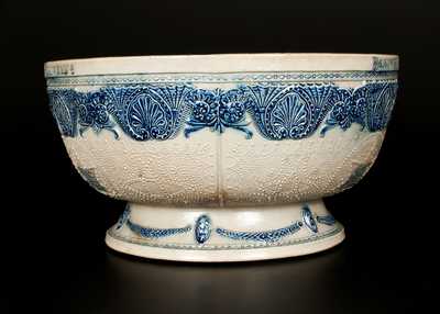 Rare Large Stoneware Molded Punchbowl Advertising BARDWELL S ROOT BEER, Whites Utica