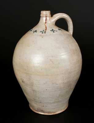 3 Gal. Early Stoneware Jug with Impressed Rosettes, New England origin