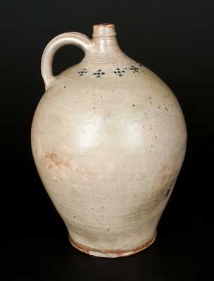 3 Gal. Early Stoneware Jug with Impressed Rosettes, New England origin