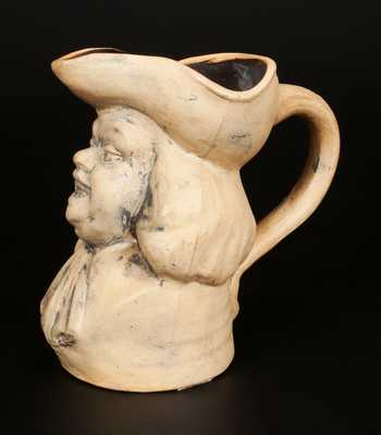 Very Rare American Stoneware Toby Pitcher with Impressed Maker s Mark