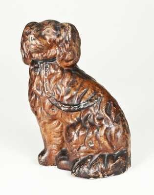 Rare Painted Sewertile Seated Spaniel Figure