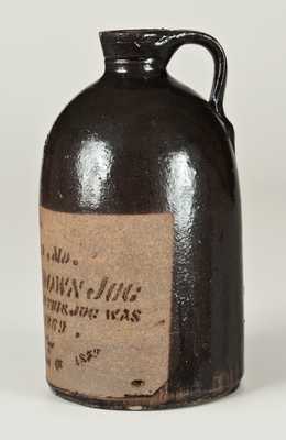 Tanware Advertising Whiskey Jug for S. T. SUIT / SUITLAND, MD, New Geneva, PA, 1879