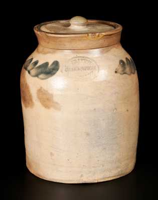 Very Rare Small Stoneware Lidded Jar Impressed W. SMITH / GREENWICH / NEW YORK
