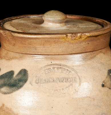 Very Rare Small Stoneware Lidded Jar Impressed W. SMITH / GREENWICH / NEW YORK