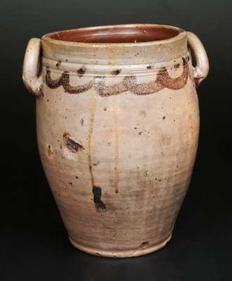 Stoneware Crock with Loop Handles and Manganese Decoration, New Jersey or Manhattan, early 19th century