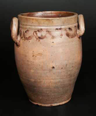 Stoneware Crock with Loop Handles and Manganese Decoration, New Jersey or Manhattan, early 19th century