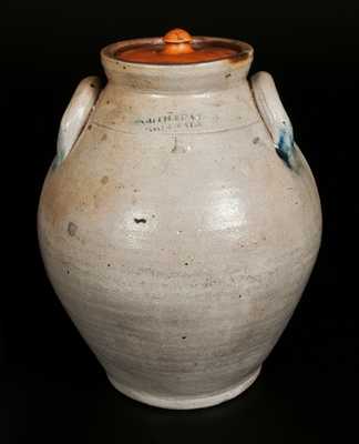 SMITH & DAY / NORWALK Stoneware Lidded Jar with Cobalt Decoration