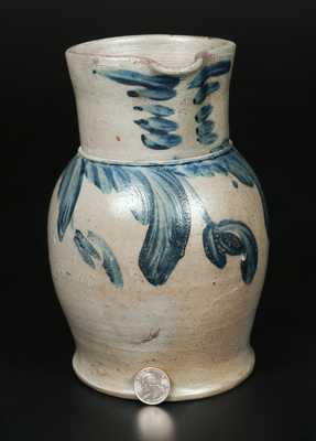 1/2 Gal. Stoneware Pitcher with Hanging Tulip Decoration, Baltimore, circa 1845