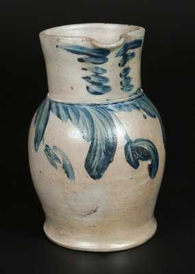 1/2 Gal. Stoneware Pitcher with Hanging Tulip Decoration, Baltimore, circa 1845