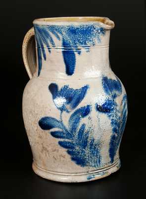 1 Gal. Stoneware Pitcher with Tulip Decoration, Philadelphia, circa 1865